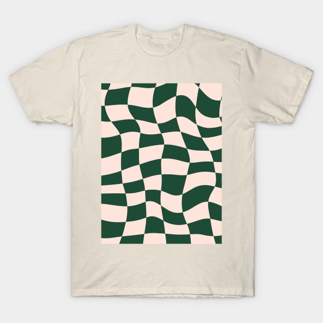 Distorted Green and Beige Check Grid